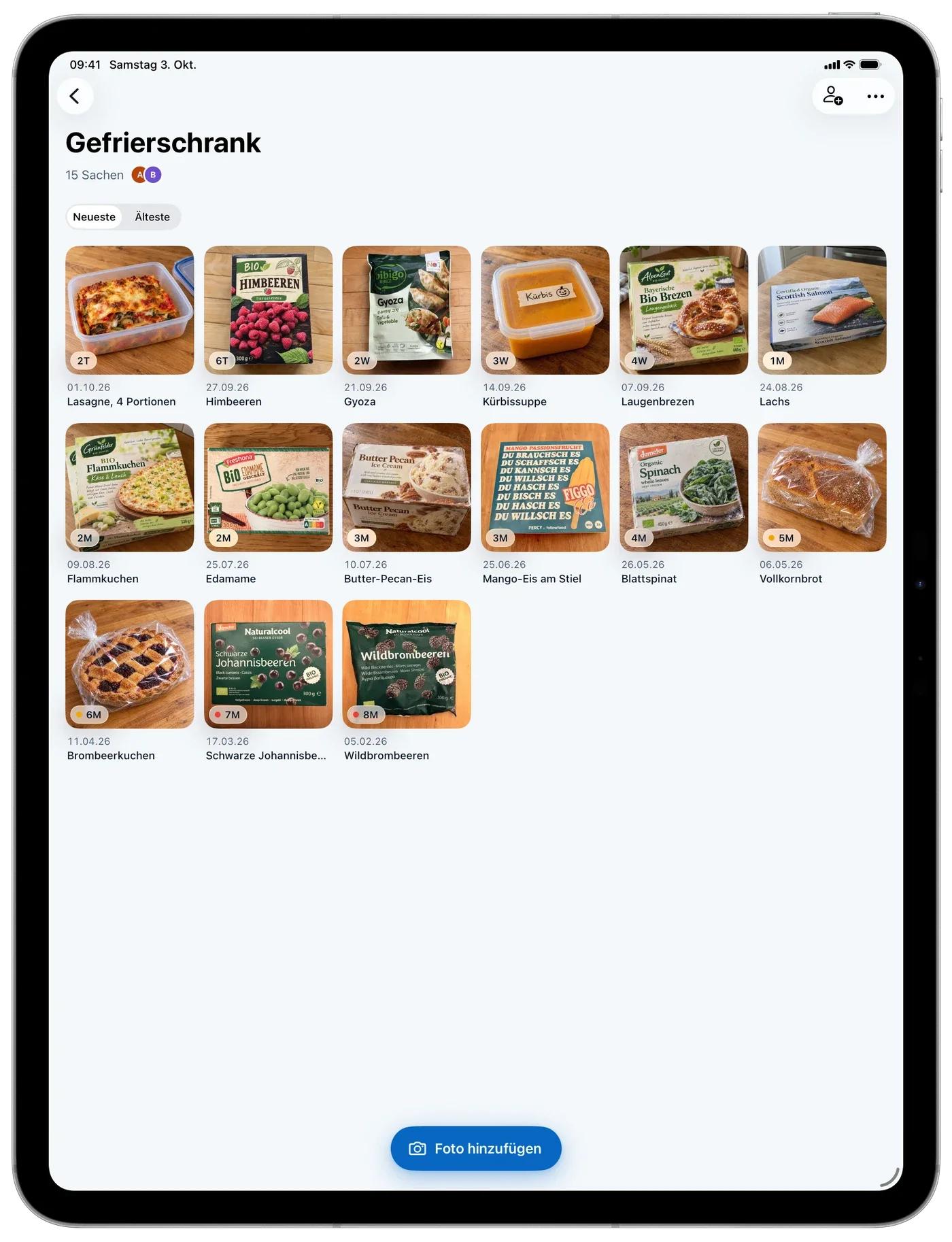 Freeza auf dem iPad: ein Gefrierschrank als Fotoraster